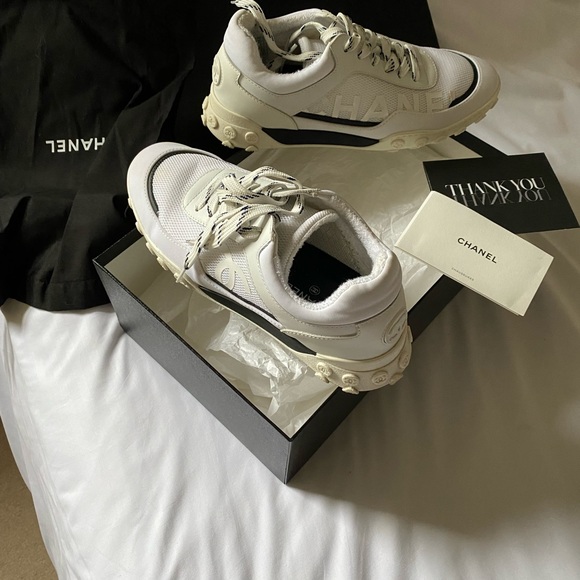 White Chanel athletic shoe, bought at Saks, worn 3 times. - Picture 3 of 7